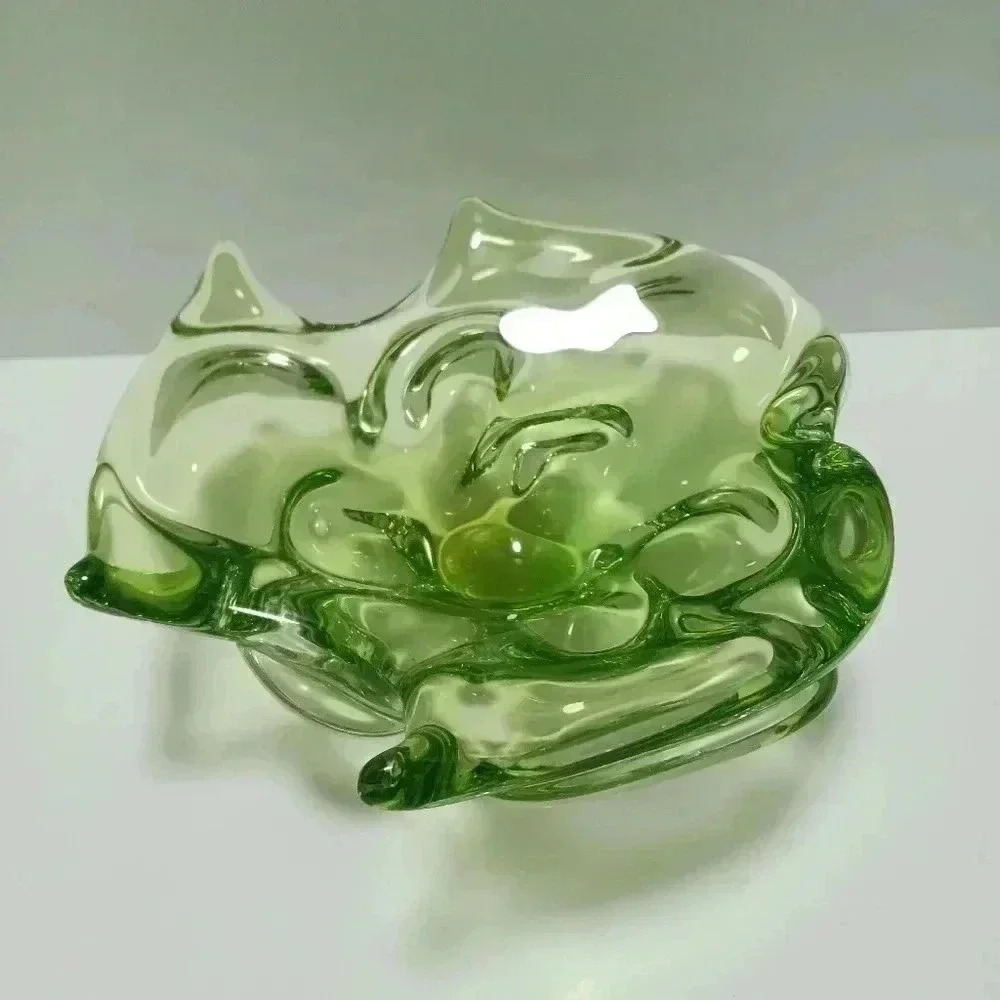 Vintage Murano Italy Art Glass Bowl Candy Trinket Dish Ashtray Green - Picture 4 of 8